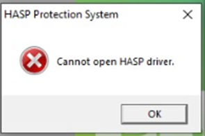 HASP Protection System - Cannot open HASP driver.